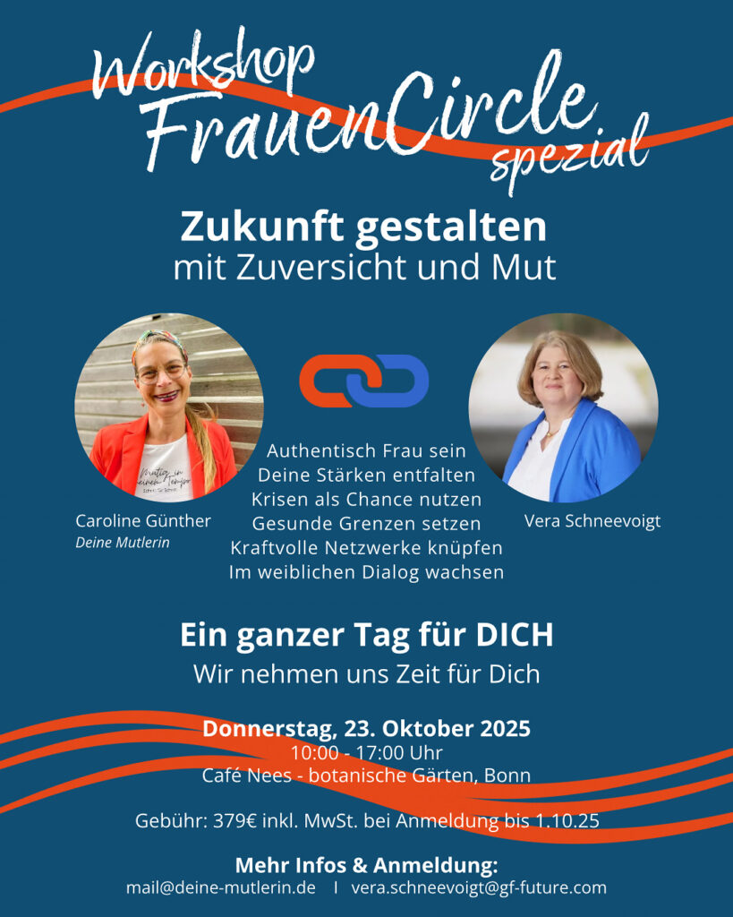 Caroline Günther und Vera Schneevoigt im Frauen-Workshop Bonn. Ein Mut- und Zukunftstag für Frauen, Selbstführung und weibliche Führung